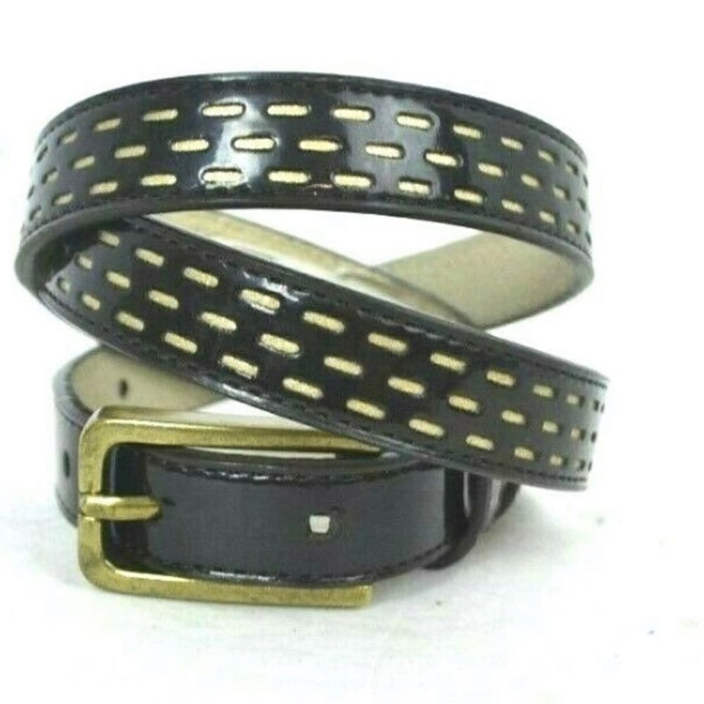 Alfani Black Patent Leather Belt - Black with Bass Buckle Size M